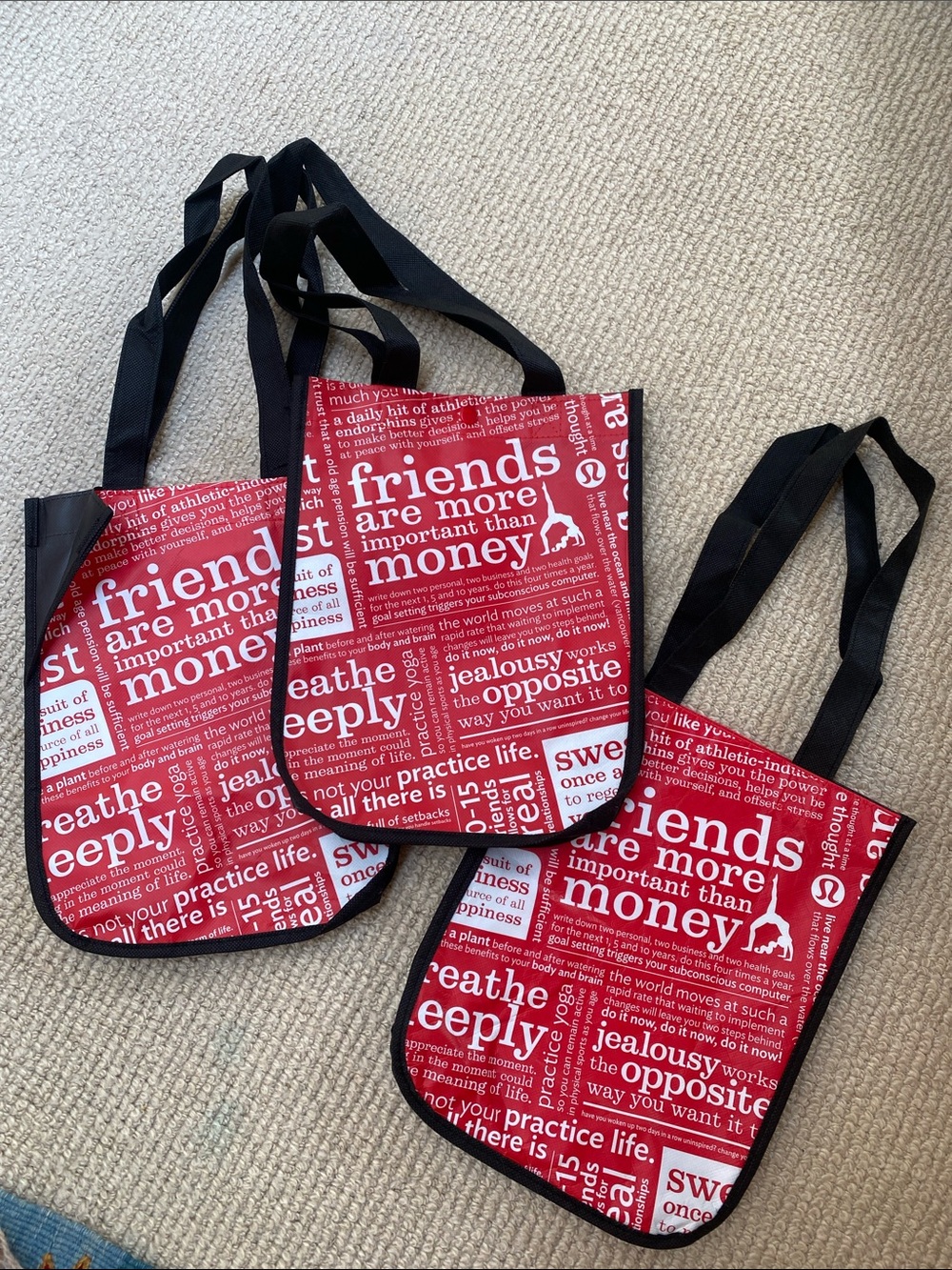 Set of 3 Lululemon Small Reusable Tote Bags